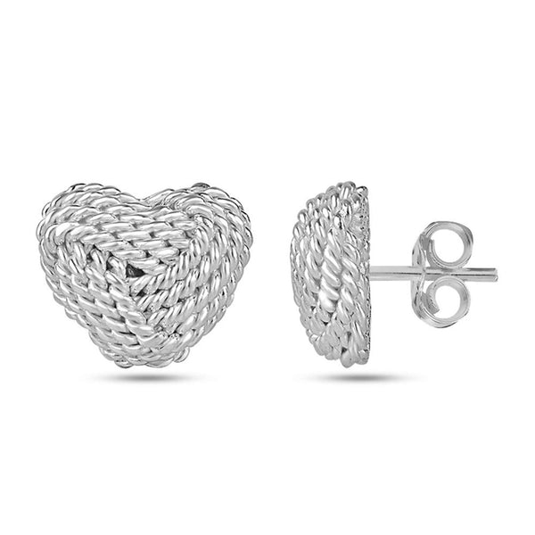 925 Sterling Silver Italian Design Heart Love-Knot Stud Earrings for Women and Girls