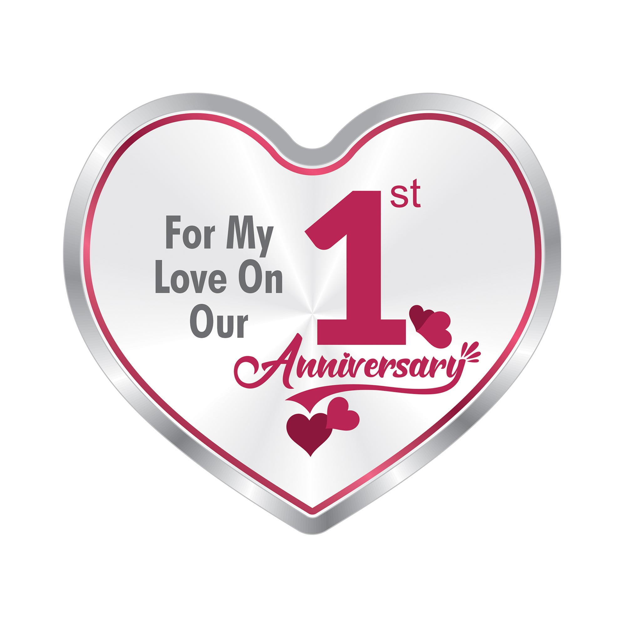 BIS Hallmarked Personalised Wedding Anniversary Heart Silver Coin 999 Pure