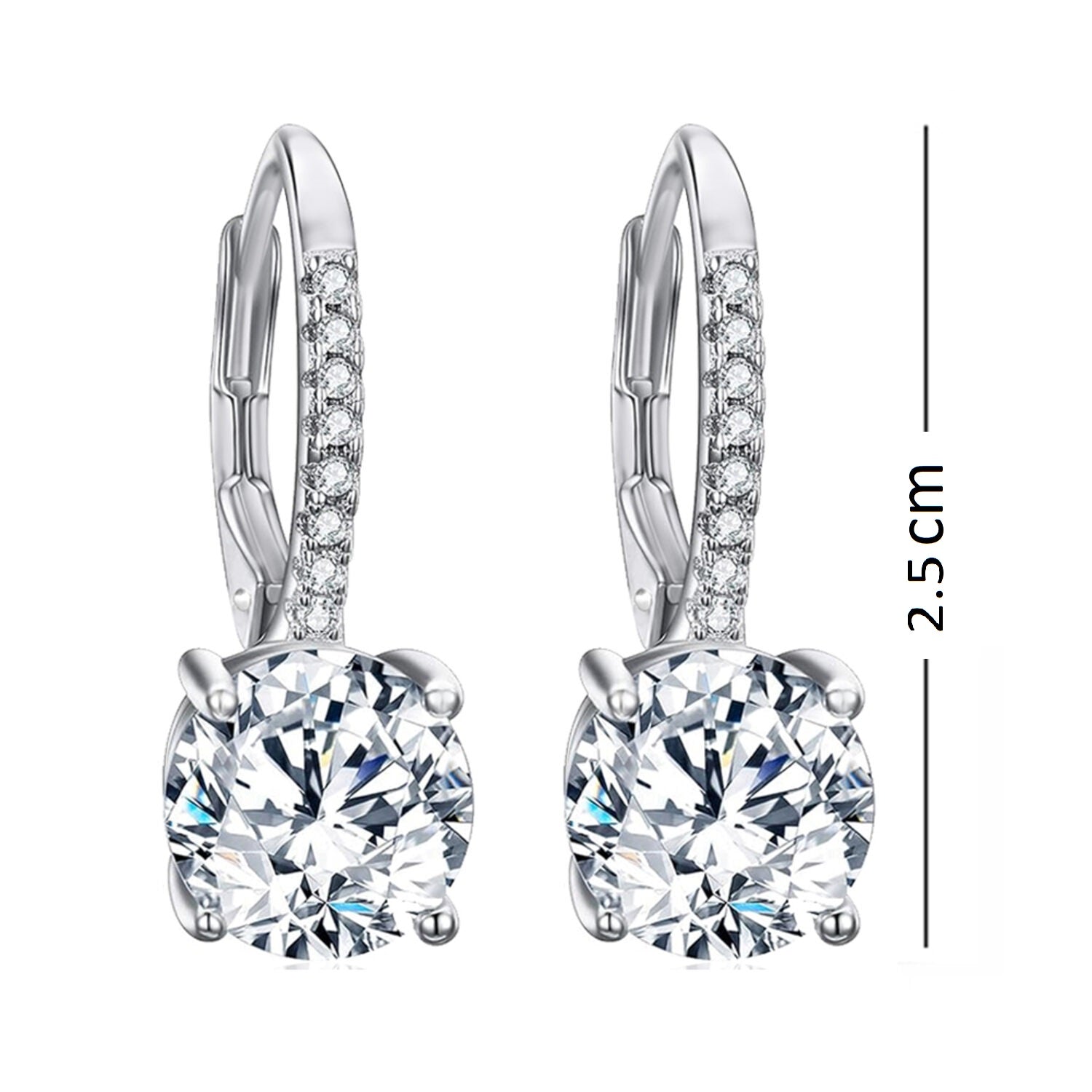 925 Sterling Silver Cubic Zirconia Drop Dangle Leverback Earrings for Women and Girls