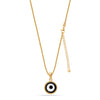 925 Sterling Silver 14K Gold Plated Round Glass Black Evil Eye Protection Charm Pendant Necklace for Women