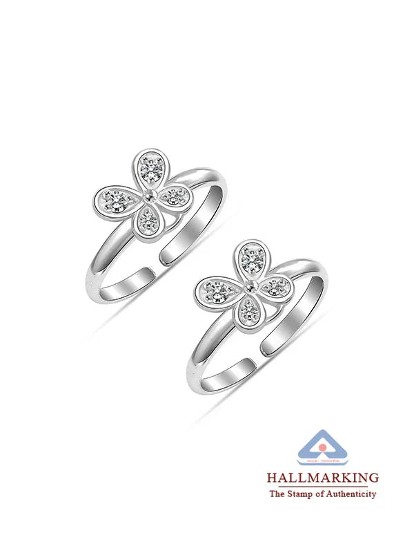 CZ Butterfly Adjustable Toe Ring