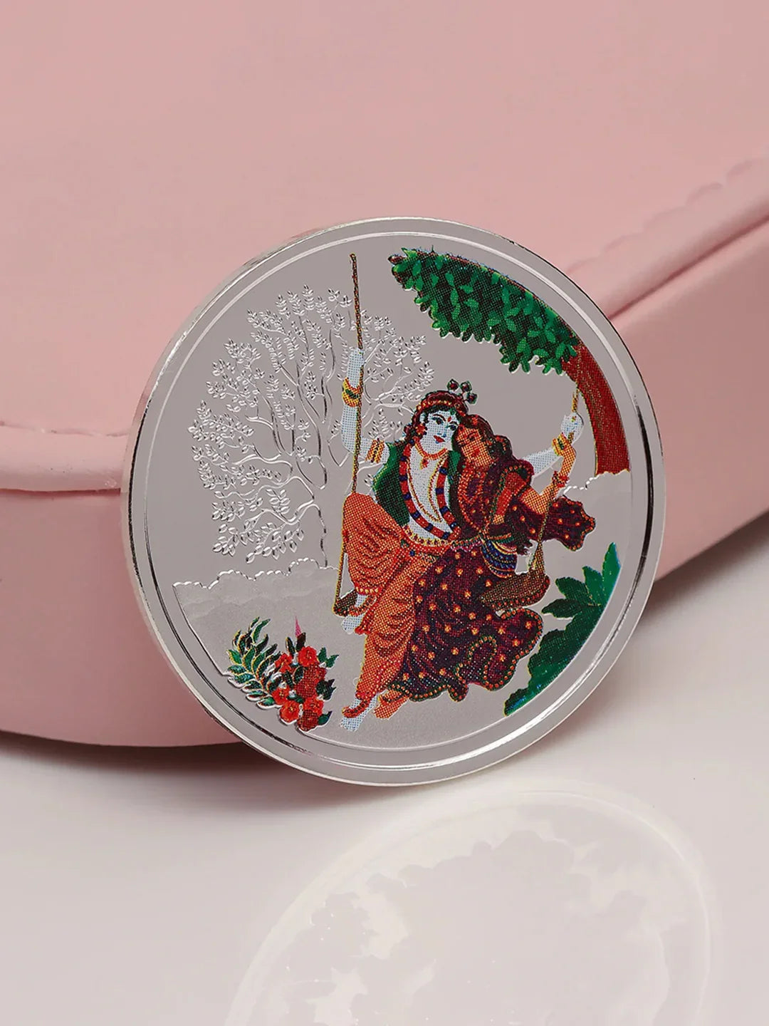 BIS Hallmarked Radha Krishna on The Swing 999 Pure Silver Coin