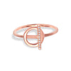 925 Sterling Silver 14K Rose-Gold Plated Cubic Zirconia Bar Ancre Open Circle Toggle Clasp Stackable Statement Band Finger Ring for Women