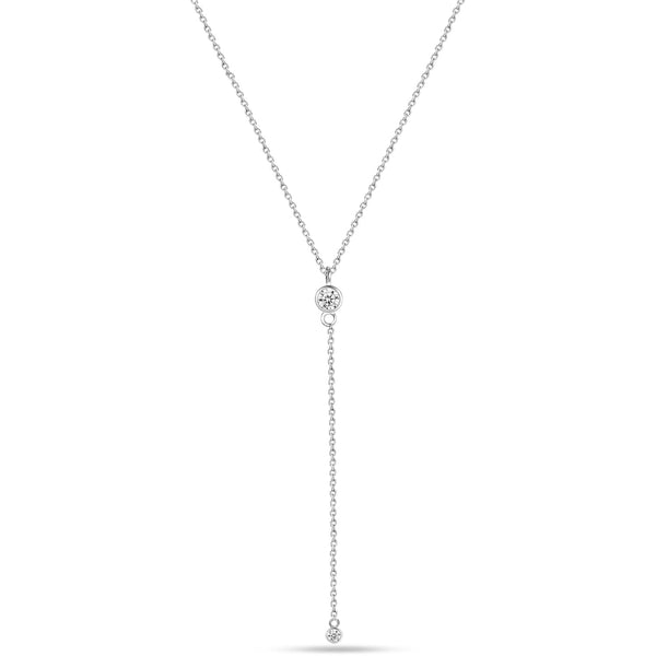 925 Sterling Silver Adjustable Y Cubic Zirconia Lariat Necklace for Women Teen