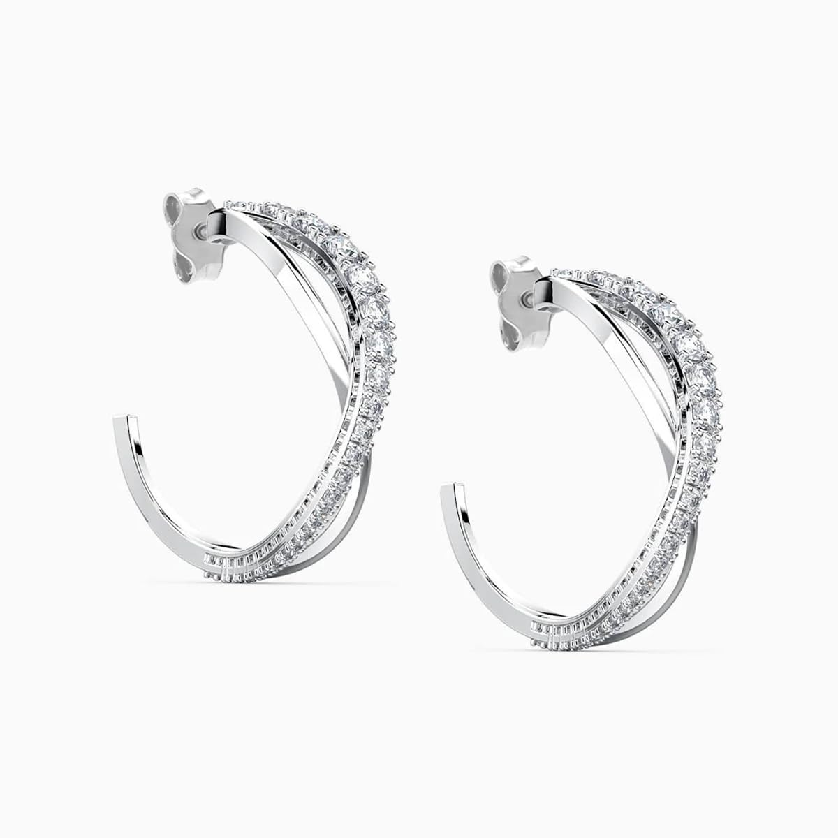 925 Sterling Silver Cubiz Zirconia Twisted Small C Hoop Earrings for Women and Girls