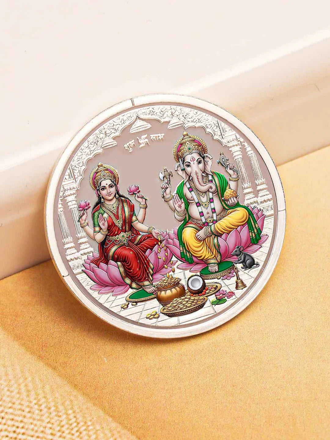 BIS Hallmarked Laxmi Ganesh Silver Coin With 999 Purity