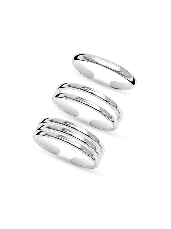 Minimalist Thin Band Toe Ring Set - 3 Pieces