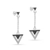 925 Sterling Silver Micro Pave Zirconia Long Tassel Chain Triangle Shape Drop Dangle Earrings for Women