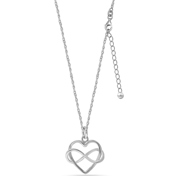 925 Sterling Silver Infinity Love Knot Heart Shape Pendant Necklace for Women Teen and Girls