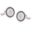 925 Sterling Silver Mother of Pearl Greek Key Cufflinks for Dad, Grand-Father With Gift Box