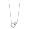 925 Sterling Silver Cubic Zirconia Interlocking Double Circles Pendant Necklace for Women