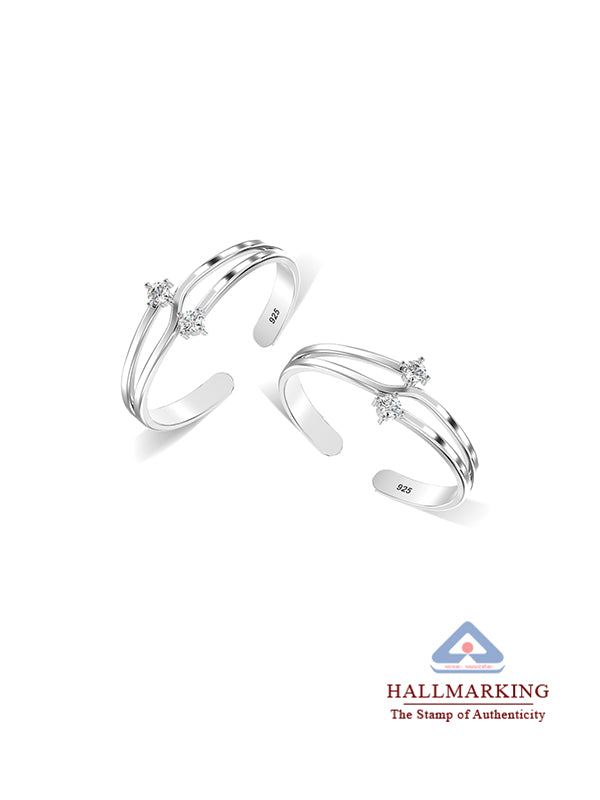 Double CZ Adjustable Toe Ring