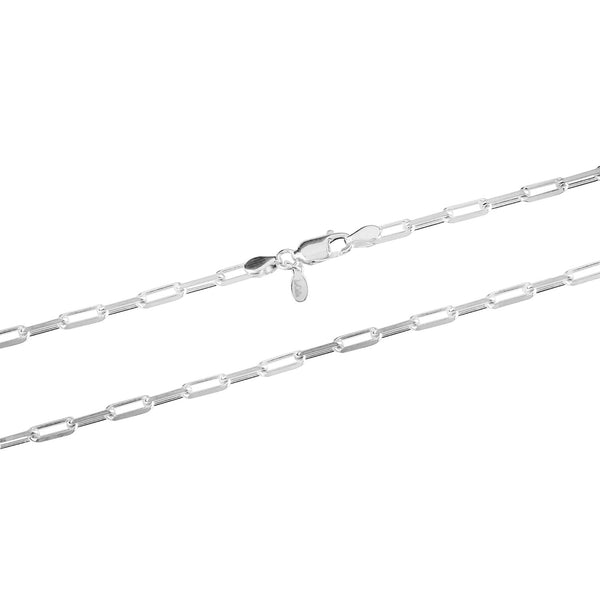 925 Sterling Silver Italian PaperClip Link Chain Necklace for Teen and Women 3 MM