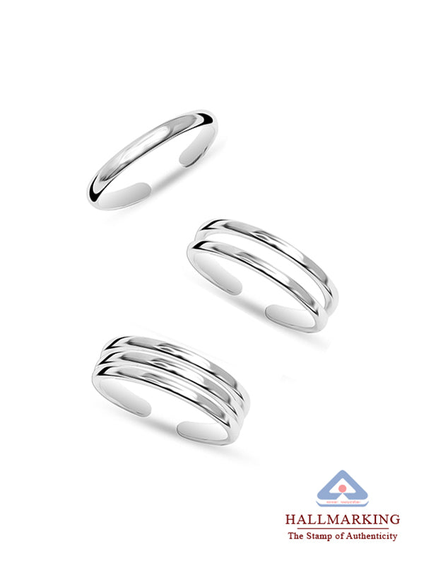 Minimalist Thin Band Toe Ring Set - 3 Pieces
