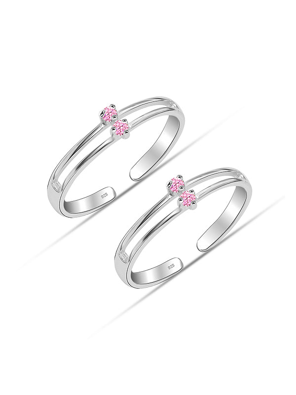 Pink CZ Adjustable Toe Ring
