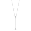 925 Sterling Silver Double CZ Lariat Drop Adjustable Lariat Simple Y Necklace for Women