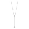 925 Sterling Silver Double CZ Lariat Drop Adjustable Lariat Simple Y Necklace for Women