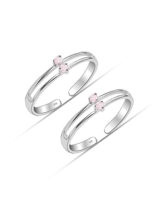Pink CZ Adjustable Toe Ring