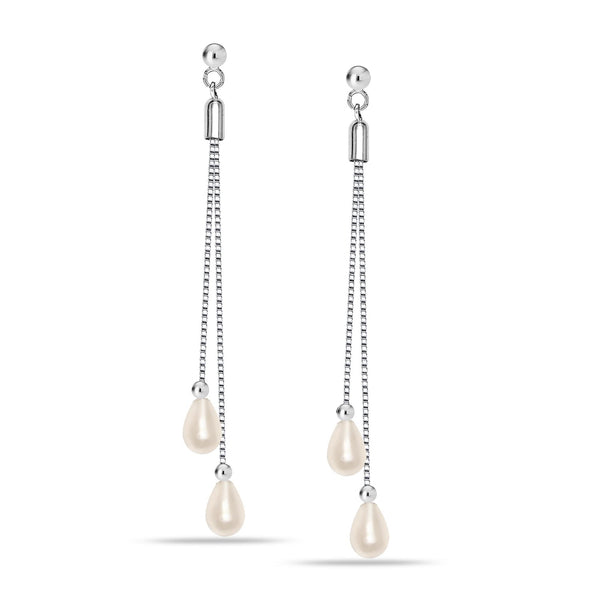 925 Sterling Silver Pearl Drop Dangle Long Earring for Women