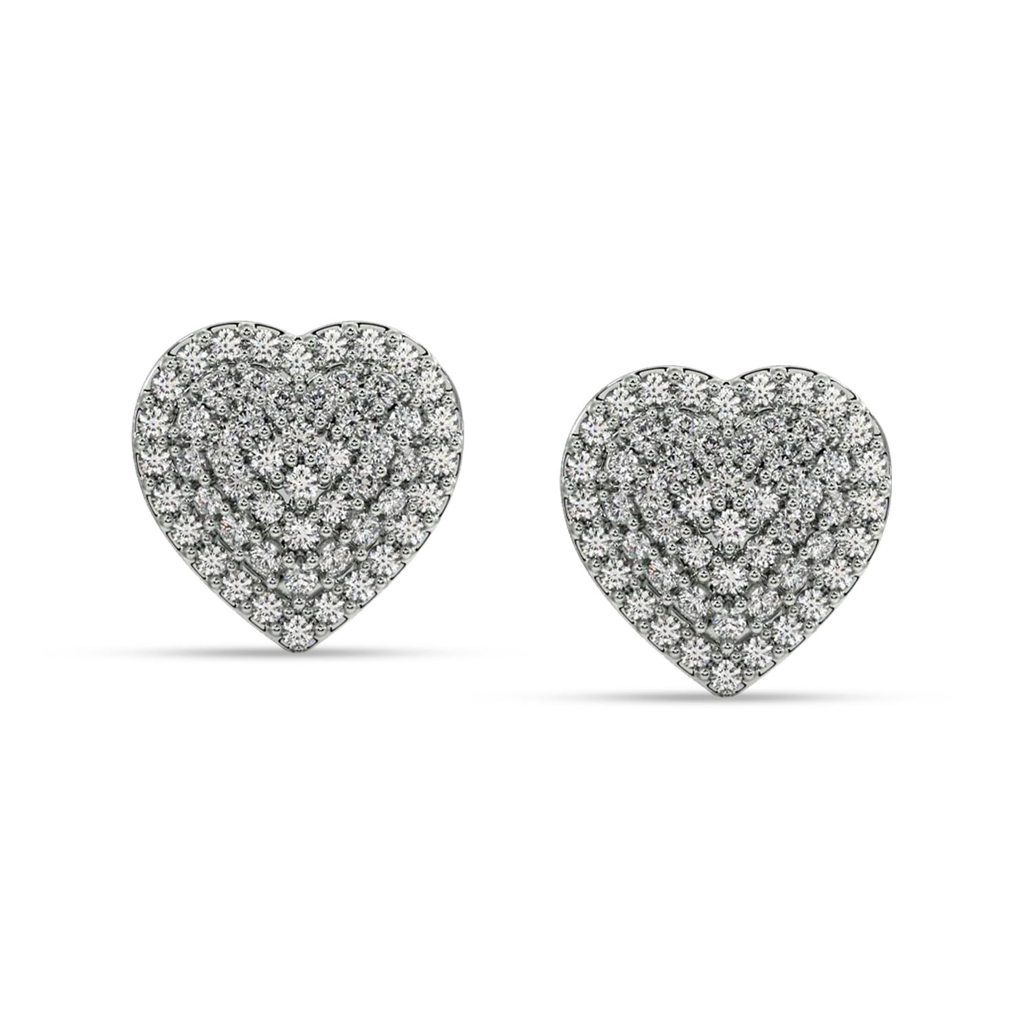 925 Sterling Silver Rhodium Plated Zirconia Heart Shaped Studs Earrings for Women Teen