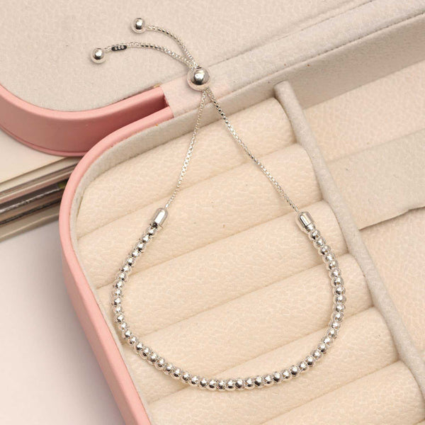 925 Sterling Silver Handmade Italian Beaded Ball Chain Adjustable Bolo Bracelets for Women