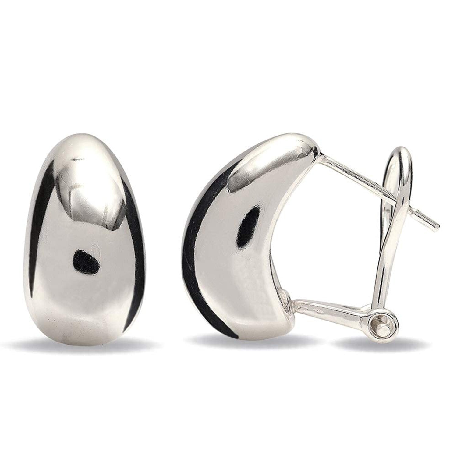 925 Sterling Silver Omega Clip Earrings for Women 16 MM