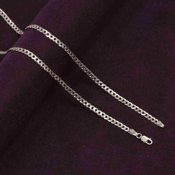 6.7mm Diamond-Cut Flat Curb Chain Necklace In Solid Sterling Silver - Foto 10