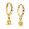925 Sterling Silver 14K Gold Plated CZ Tiny Star Sparkly Crystal Drop Charm Huggie Hoop Earrings for Women Teen