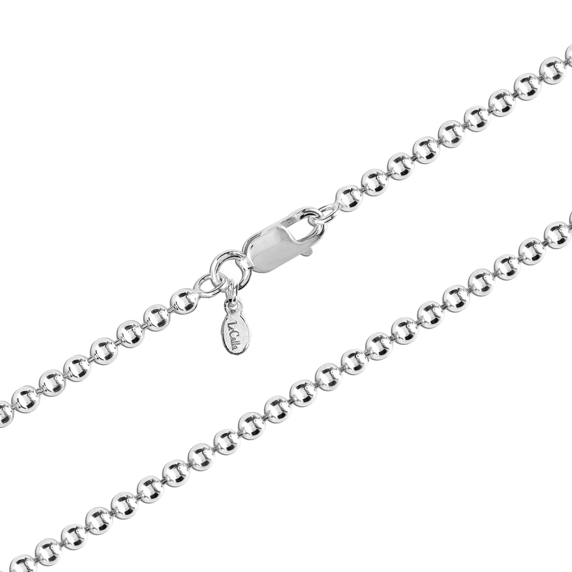 925 Sterling Silver Italian Ball-Chain Necklace for Teen and Women 0.2CM