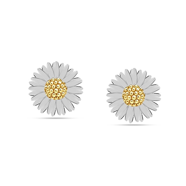 925 Sterling Silver 14K Gold Plated Daisy Flower Stud Earrings for Women Teen