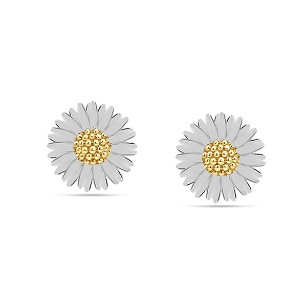 925 Sterling Silver 14K Gold Plated Daisy Flower Stud Earrings for Women Teen