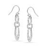925 Sterling Silver Lightweight Hammered Interlocked Circles Long French Wire Drop Dangle Earrings for Women