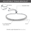 925 Sterling Silver Cubic Zirconia Tennis Double Row Adjustable Bolo Bracelet for Women