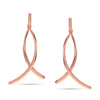925 Sterling Silver 14K Rose-Gold Plated Long Thin Curved Bar Drop Dangle Earrings for Women
