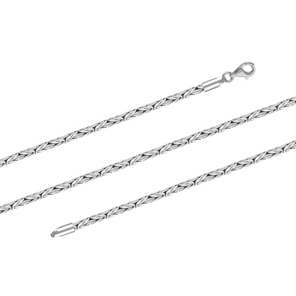 925 Sterling Silver Italian 2.5 MM Round Handmade Classic Byzantine Chain Necklace for Men and Women