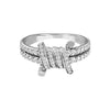 925 Sterling Silver Zirconia Barbed Wired Stacking Engagement Eternity Wedding Band Finger Ring for Women