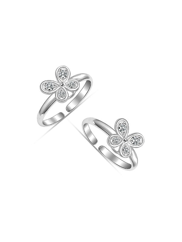 CZ Butterfly Adjustable Toe Ring