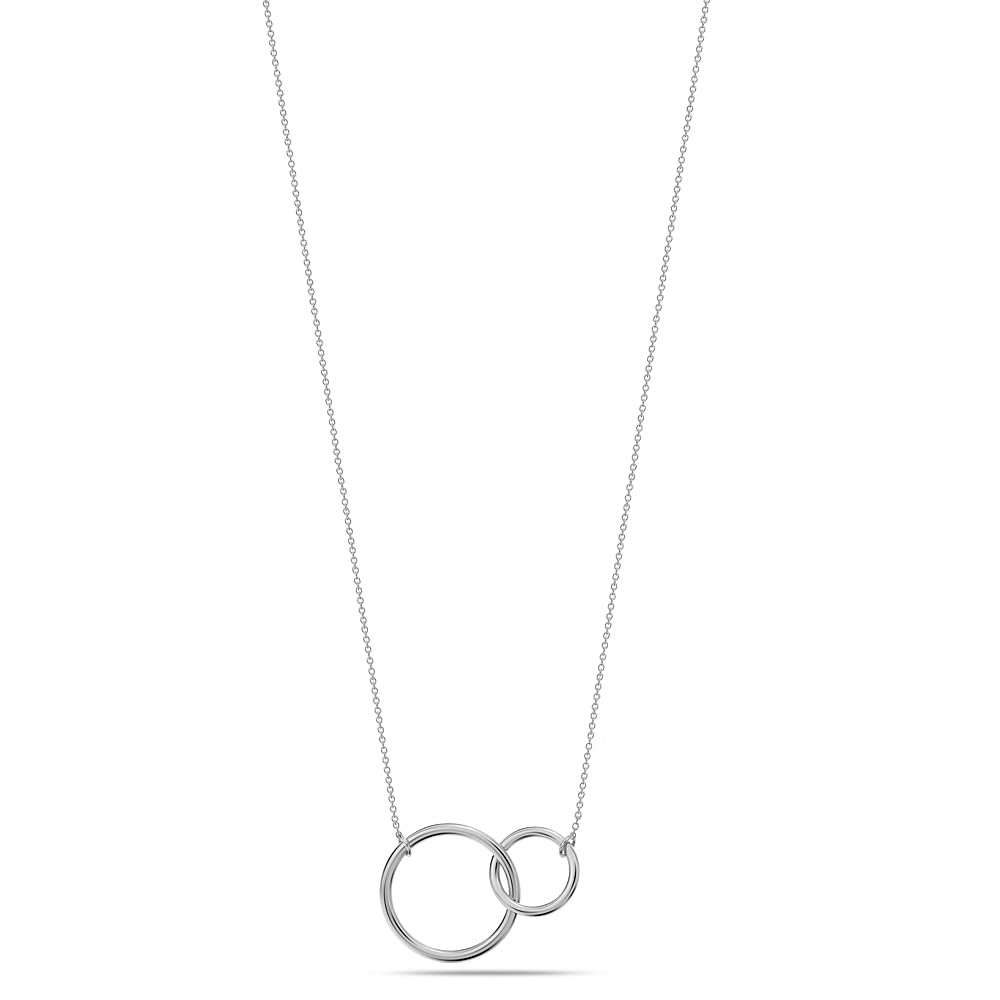 925 Sterling Silver Interlocking Infinity Mother & Daughter Double Circle Pendant Necklace for Women Teen