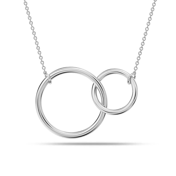 925 Sterling Silver Interlocking Infinity Mother & Daughter Double Circle Pendant Necklace for Women Teen
