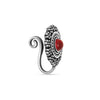 925 Sterling Silver BIS Hallmarked Oxidised CZ Ruby Stone Studded Floral Nose Pin, Nath For Women and Girls