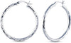 925 Sterling Silver Diamond-Cut Tube Small Italian Click-Top Hoop Earrings for Women Teen and Women 2.5mm
