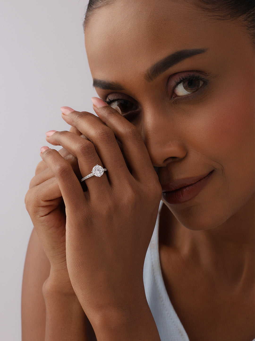 Rhodium Solitaire Ring
