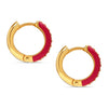 925 Sterling Silver 14K Gold Plated SMALL Zirconia Enamel Dual-Tone Huggie Hoops Earrings for Teens