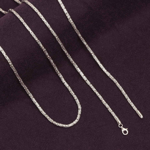925 Sterling Silver Italian 2.5 MM Round Handmade Classic Byzantine Chain Necklace for Men and Women