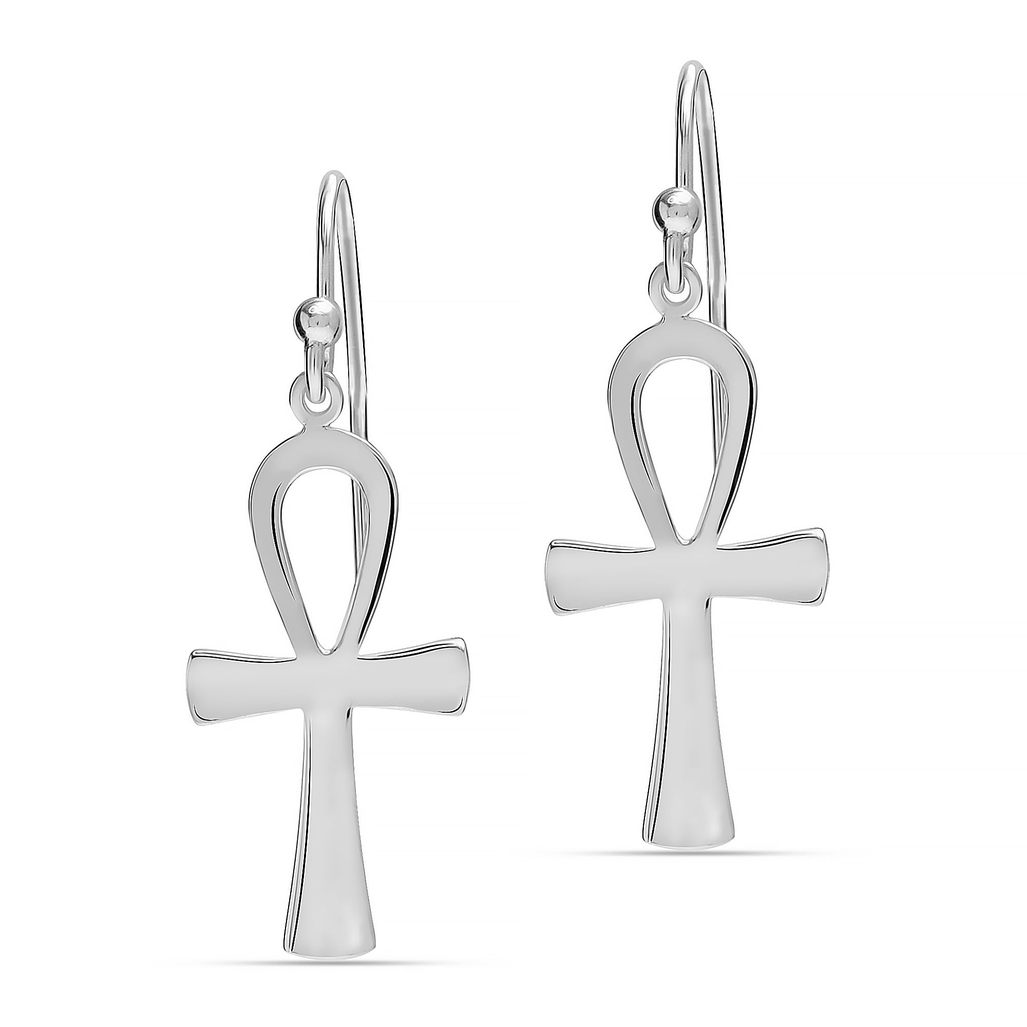 925 Sterling Silver Vintage Cross Medium Celtic Egyptian Ankh Hook Drop Dangle Earrings for Women