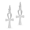 925 Sterling Silver Vintage Cross Medium Celtic Egyptian Ankh Hook Drop Dangle Earrings for Women