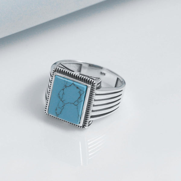 Buy 925 Sterling Silver Handmade Square Turquoise Stone Finger