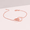 925 Sterling Silver 14K Rose-Gold Plated Love Chain Screw Motif Interlocking Double Circles Bracelet for Women Teen
