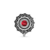 925 Sterling Silver BIS Hallmarked Oxidised CZ Ruby Stone Studded Floral Nose Pin, Nath For Women and Girls