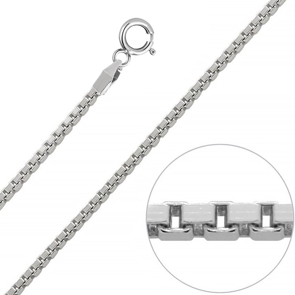 925 Sterling Silver 0.2 CM Italian Box Chain Necklace for Men and Women